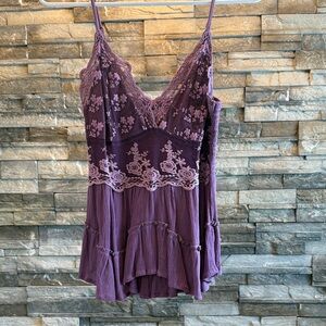 Purple Lace Trim Cami Top